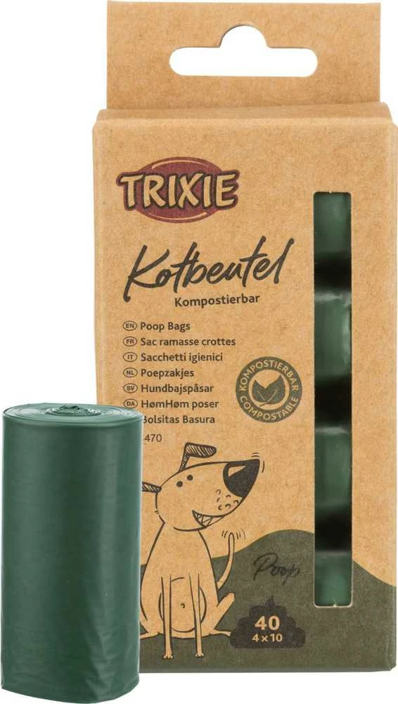 TRIXIE Šunų išmatų maišeliai, kompostuojami, 4x10 maišelių