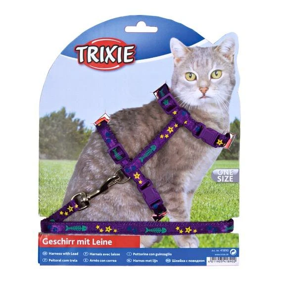 Trixie Komplektas katei nailoninis su petnešom,22-36 cm/10mm, 1,20m