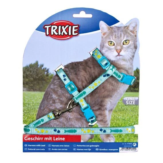 Trixie Komplektas katei nailoninis su petnešom,22-36 cm/10mm, 1,20m
