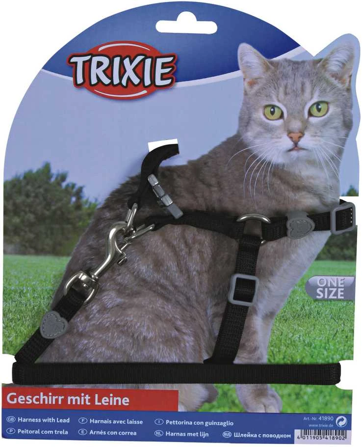 Trixie Komplektas katei nailoninis su petnešom,26-37 cm/10mm, 1,20m
