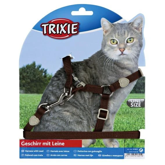 Trixie Komplektas katei nailoninis su petnešom,26-37 cm/10mm, 1,20m