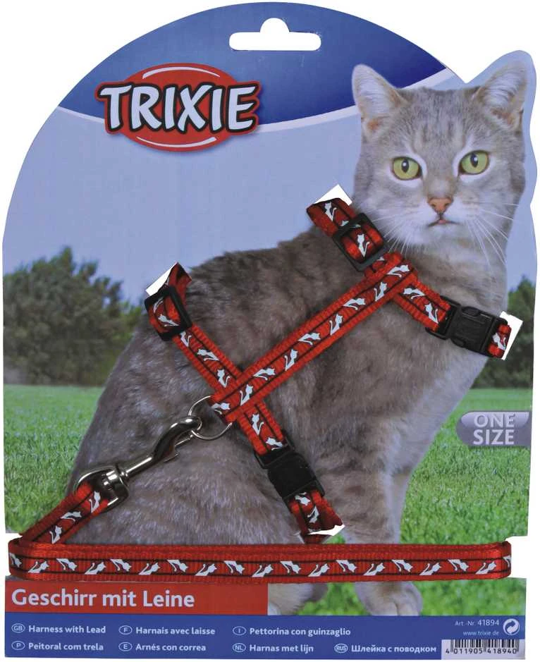 Trixie Komplektas katei nailoninis su petnešom,27-46cm/10mm, 1,20m
