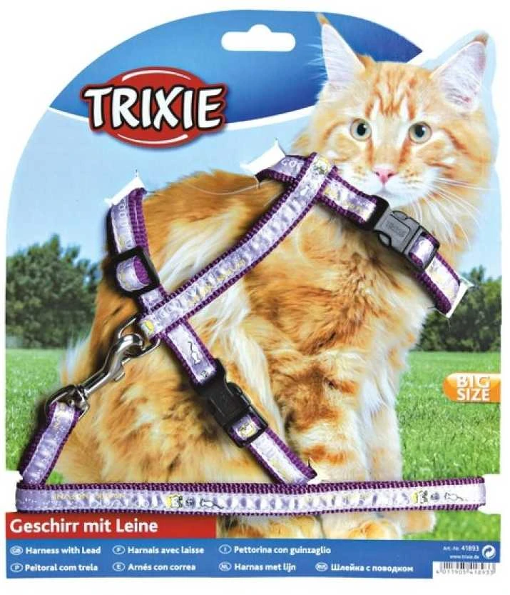 Trixie Komplektas katei nailoninis su petnešom,XL,34-57 cm/13mm, 1,20m