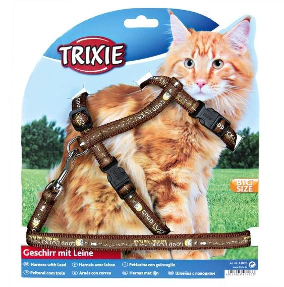 Trixie Komplektas katei nailoninis su petnešom,XL,34-57 cm/13mm, 1,20m