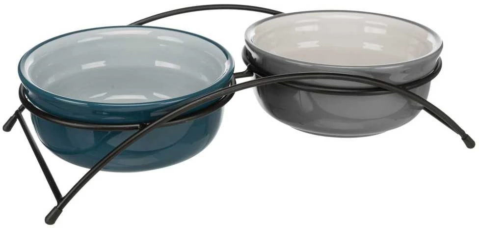 TRIXIE Dubenėlių kompl., keramika-metal., 2x0.6 l, ø 15 cm-32x9x16 cm, petrol-šviesia