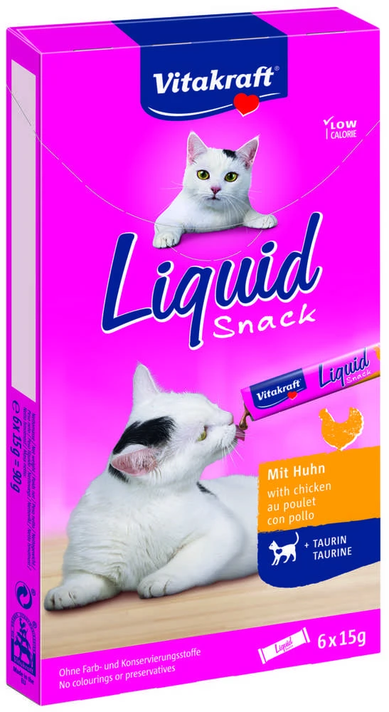 Vitakraft Chovex Sro VITAKRAFT Liquid Snack 6x15 g, kačių pašaro papildas - skanėstai su vištiena ir taurinu