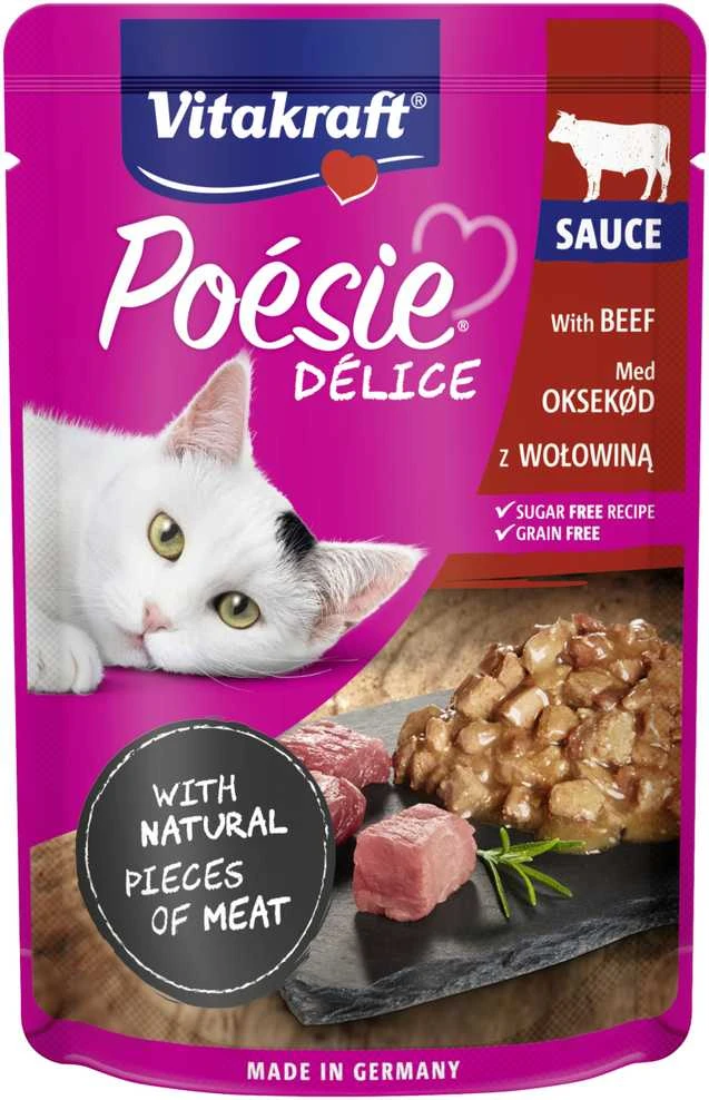 Vitakraft Chovex Sro VITAKRAFT POESIE DELICE, kačių konservuotas pašaras su jautiena, 85g, maišelyje