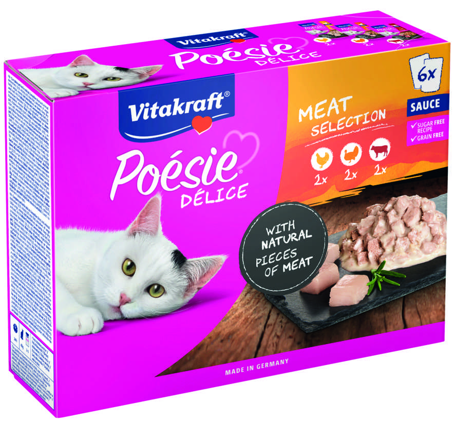 Vitakraft Chovex Sro VITAKRAFT POESIE DELICE multipack, kačių konservuotas pašaras su mėsa, 6x85g, maišelyje