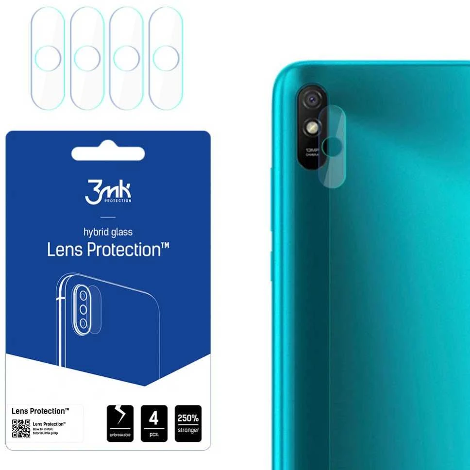 HIBRIDINIS STIKLAS 3MK LANKSTUSIS STIKLAS LĖŠAS XIAOMI REDMI 9A KAMERAI 4 Vnt.