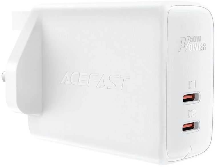 „Acefast GaN“ (JK kištukas) 2x USB C tipo 50W balta (A32 JK)