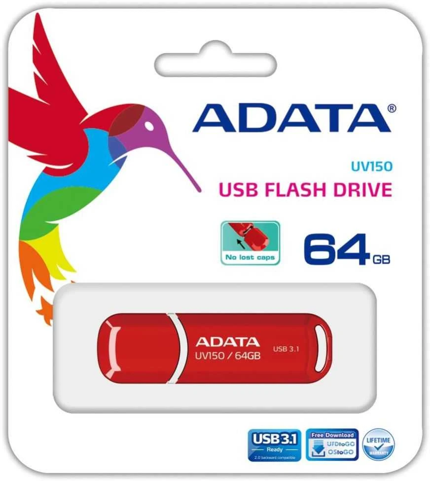 ADATA | UV150 | 64 GB | USB Type-A | Raudona