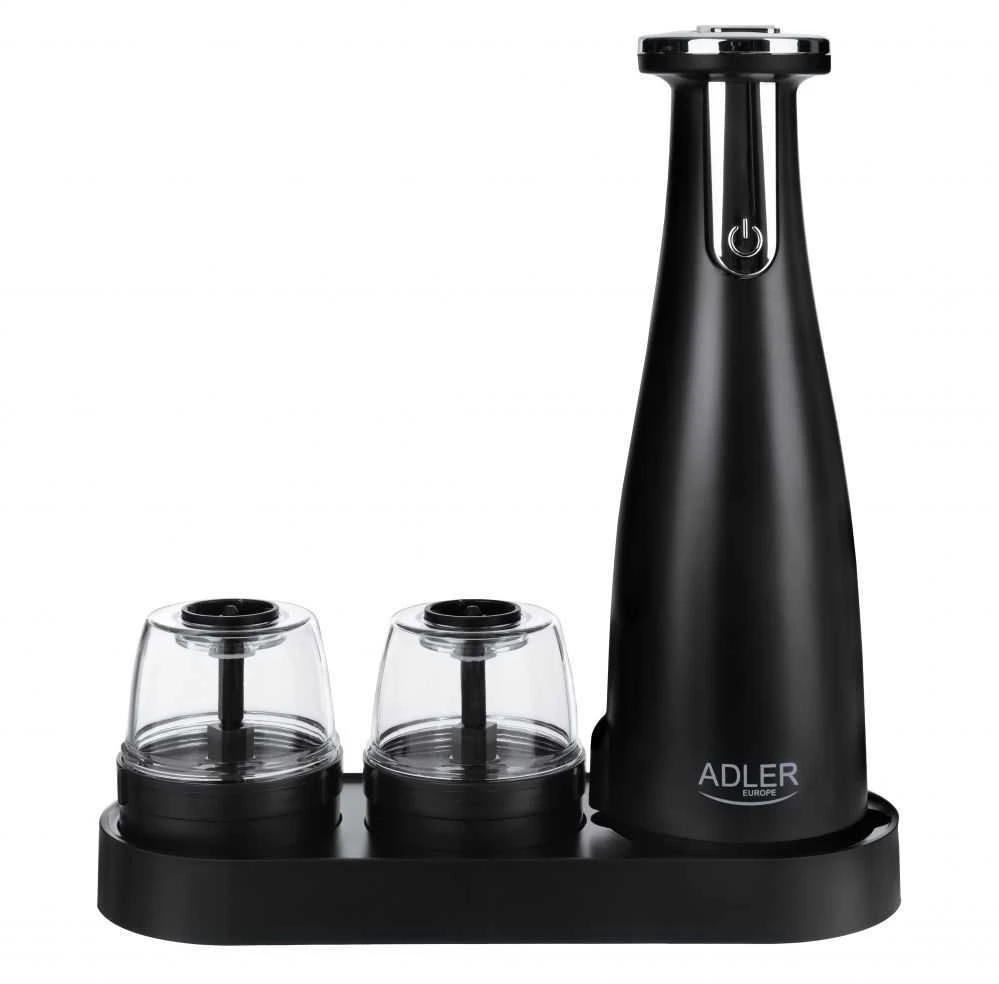 Adler | Elektrinis druskos ir pipirų malūnėlis | AD 4449b | Korpuso medžiaga ABS plastikas | 7 W | Ličio | Matinis Juodas