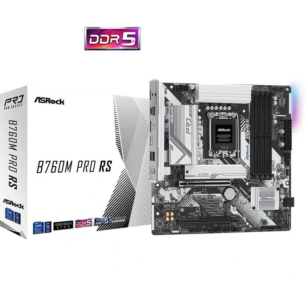 Pagrindinė plokštė ASROCK B760M PRO RS LGA1700 mATX 4x DDR5 PCIe 5.0 x16 2.5G LAN