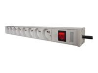 Assmann Electronic ASM A-19-STRIP-2-IMP PDU išleidimo juosta 19 RACK 8xType E, 1,8 m laidas su Schuko, įjungimas/išjungimas, aliuminio