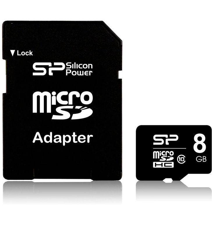 Atminties kortelė Silicon Power | 8 GB | Micro SDHC | Flash atminties klasė 10 | SD adapter