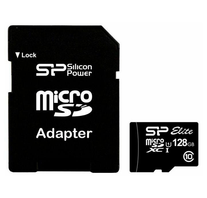 SILIKONIO MAITINIMO KOMPIUTERIS & COMMUNICAT SILICONPOW SP128GBSTXBU1V10SP Silicon Power atminties kortelė Micro SDXC 128GB Class 10 Elite UHS-1 +Adapteriai
