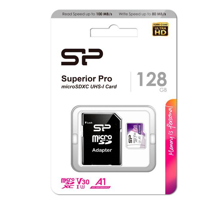 Atminties kortelė Silicon Power | Superior Pro | 128 GB | micro SDXC | Flash atminties klasė 10 | su adapteriu