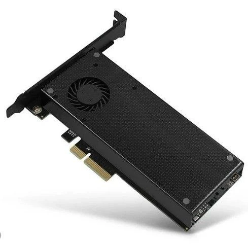 AXAGON PCEM2-DC PCI-E 3.0 4x - DUAL M.2 SSD (NVMe + SATA), dviguba įtampa, iki 110 mm SSD, ventiliatorius + radiatorius