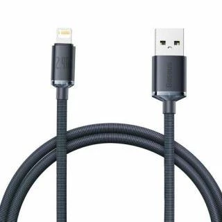 Baseus Crystal Shine laidas USB - Lightning 2.4A 1.2m - Juodas