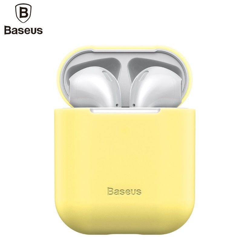 Dėklas Baseus Ultrathin Silica Gel Airpods 1/2 geltonas