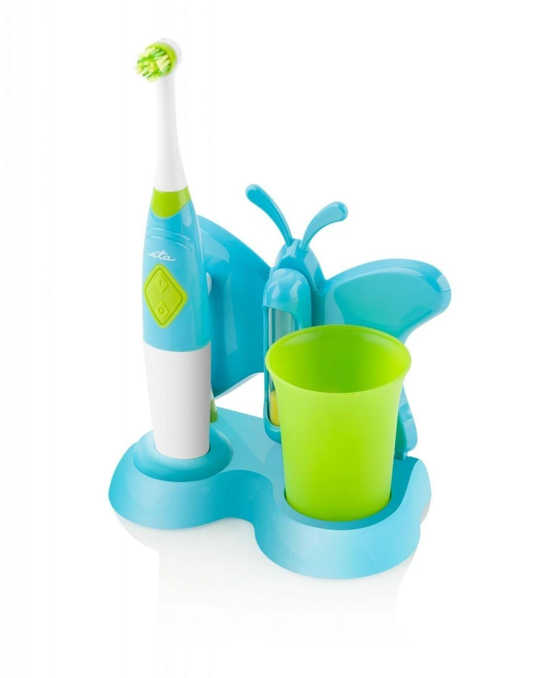 ETA | Dantų šepetėlis su water cup and holder | Sonetic ETA129490080 | Baterija operated | For kids | Šepetėlių skaičius galvutės įeina 2 | Number of teeth brushing modes 2 | Mėlyna