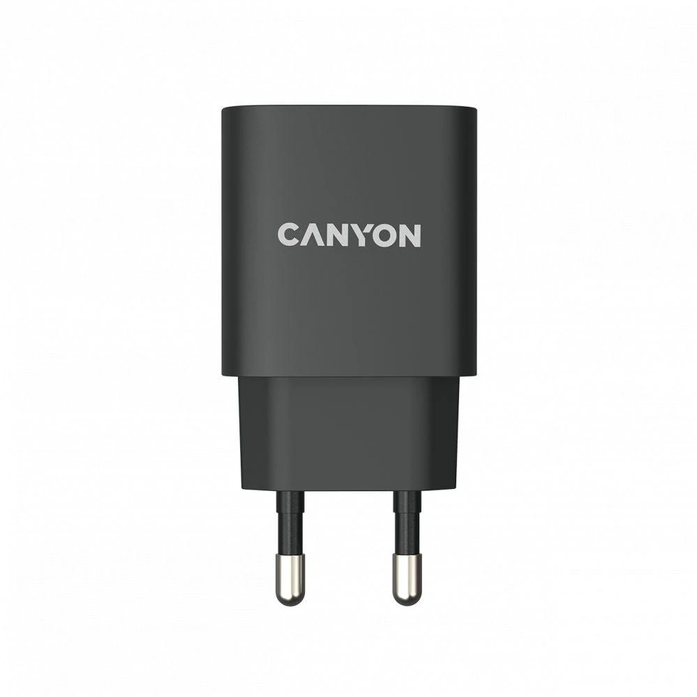 CANYON H-20, PD 20W Įvestis: 100V-240V, Išvestis: 1 prievado įkrovimas: USB-C:PD 20W (5V3A/9V2.22A/12V1.67A), Eu kištukas, Viršįtampa, perkaitimo, per didelės srovės ir trumpojo jungimo apsauga Atitinka RoH, ERPCE. Dydis: 80*42,3*30mm, 55g, Juodas