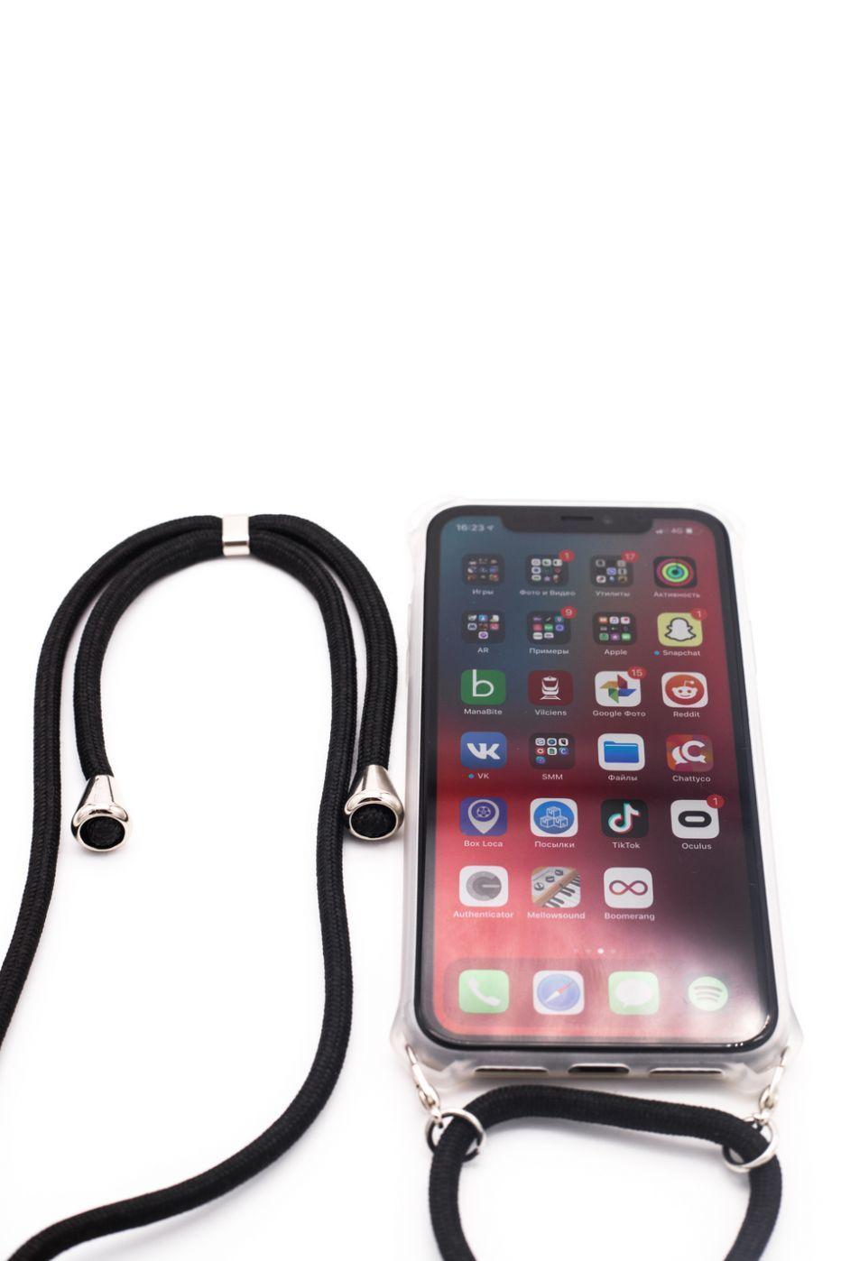 Dėklas Evelatus Apple iPhone 11 Pro Max Case with rope Juodas Transparent