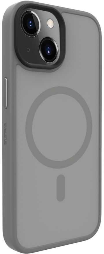 Dėklas Evelatus Hibrīdā MagSafe korpuss iPhone 15 Dubultā slāņa PC + TPU ar iebūvētu magnētisko gredzenu triecienizturīgai aizsardzībai Sudraba