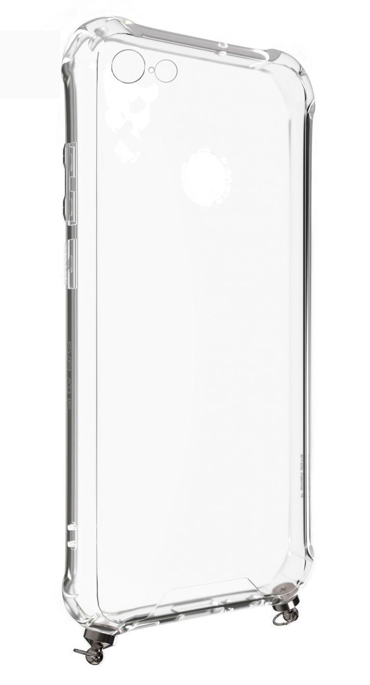 Dėklas Evelatus Apple iPhone 6/6S Silicone Transparent with Necklace TPU Strap Gold