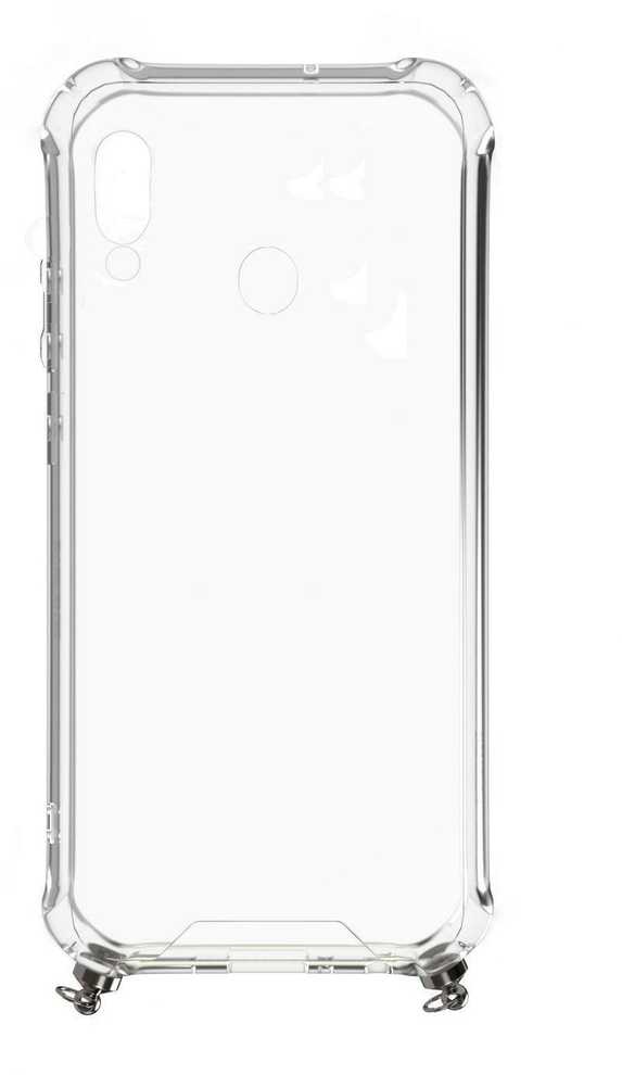 Dėklas Evelatus Samsung Galaxy A40 Silicone Transparent with Necklace TPU Strap Gold