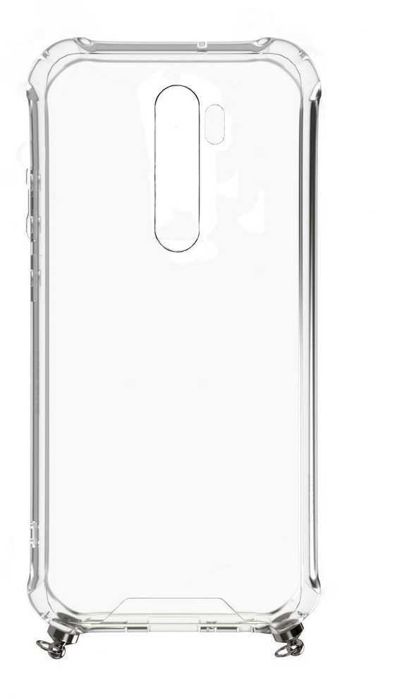 Dėklas Evelatus Xiaomi Note 8 Pro Silicone Transparent with Necklace TPU Strap Gold