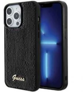 Dėklas GUESS GUHCP15XPSFDGSK IPHONE 15 PRO MAX 6.7 "Juodas/Juodas HARDCASE SEQUIN SCRIPT METAL
