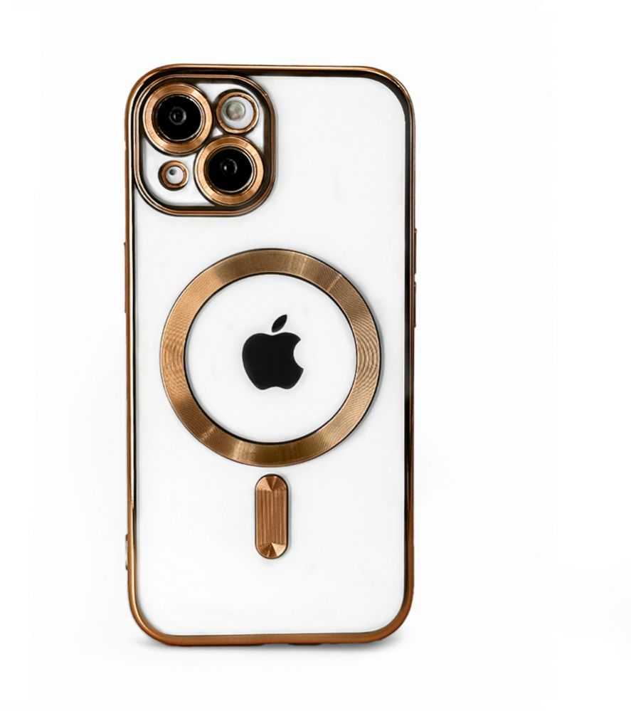 Dėklas iLike Apple iPhone 15 Electroplate TPU Case with MagSafe Transparent Gold