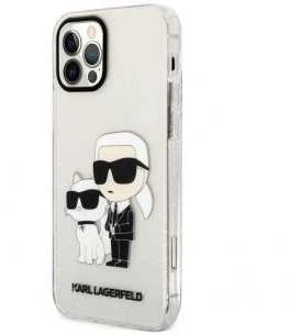 Karl Lagerfeld KLHCP12MHNKCTGT Apple iPhone 12 /12 Pro 6.1" dėklas telefonui skaidrus Gliter Karl&Choupette
