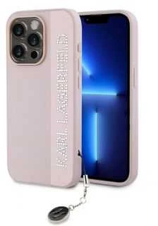 Karl Lagerfeld KLHCP15LPSAKDGCP Apple iPhone 15 Pro 6.1″ rožinės spalvos kietas dėklas Saffiano Rhinestones & Charm