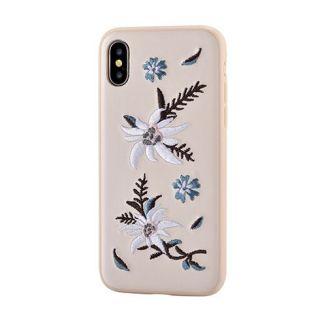 Devia gėlių siuvinėjimo Jalam silikoninis dėklas, skirtas Apple iPhone X / XS Baltas