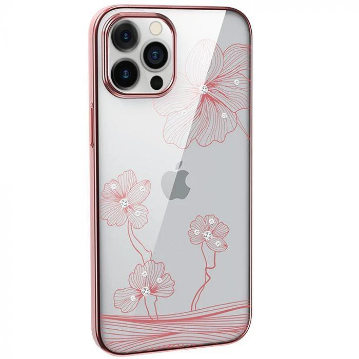 Devia iPhone 12 mini dėklas su Swarovski elementais, rožinio aukso
