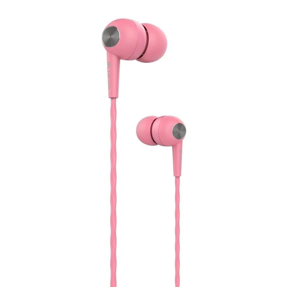 Rožinės į ausis įdedamos ausinės su mikrofonu Devia Kintone Ausinės V2, 3,5 mm