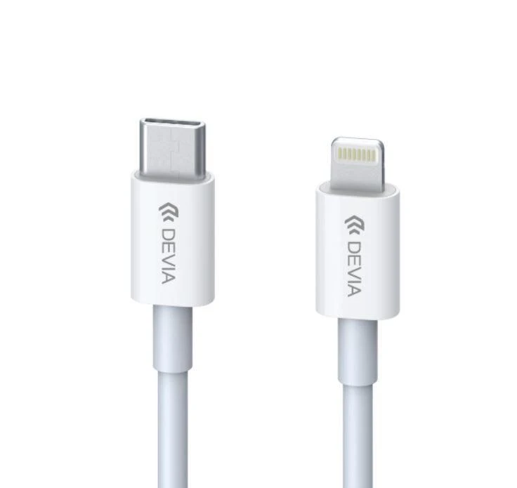 Devia „USB-C“ į „Lightning“ įkrovimo laidas, 1,5 m, baltas