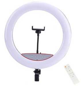 Elight SR14 36cm LED apgaismojuma gredzens ar viedtālruņa turētāju + 220V adapteri + Pults Melna
