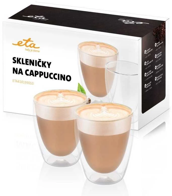 ETA | Kapučino puodeliai | ETA418193010 | Kapučino kavai | 2 vnt. | Atsparus vandeniui | Stiklas