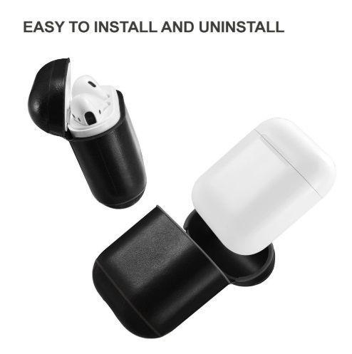 Evelatus Tylny pokrowiec Apple Airpods Leather apsauginis dėklas Juodas EVE001339