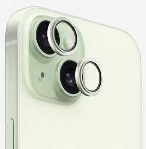 Evelatus iPhone 15 / 15 Plus Kameras Objektīva Aizsargs Armor Žalias Metāla Rāmī