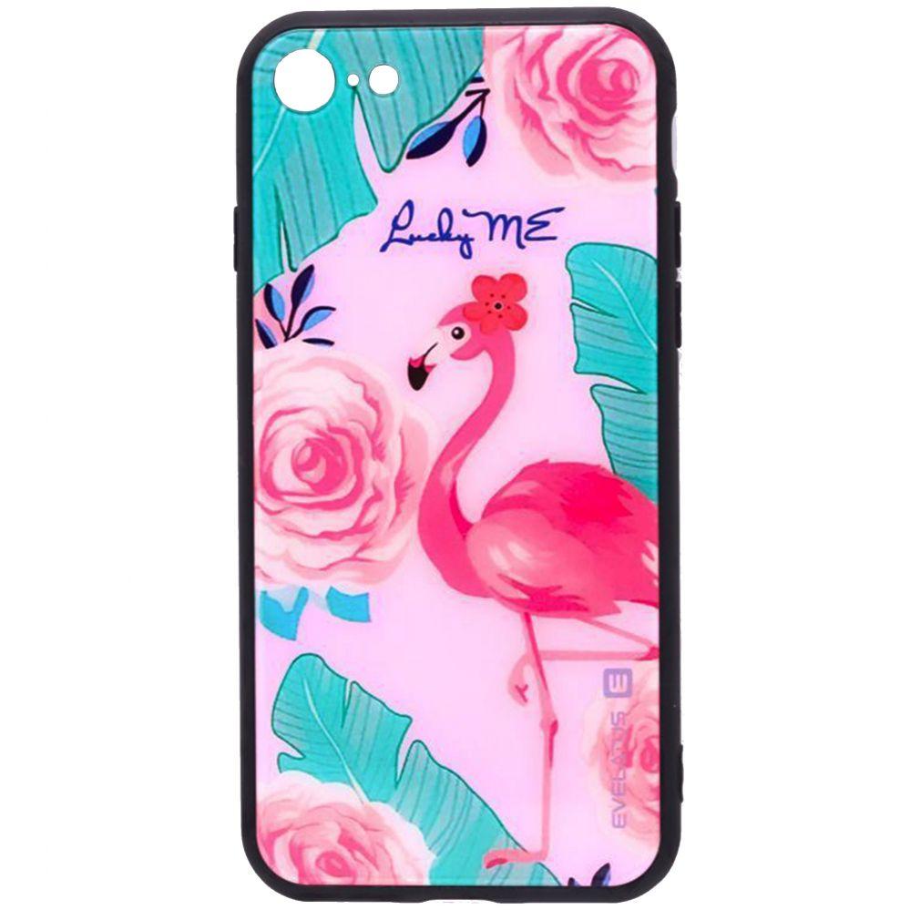 Dėklas Evelatus Apple iPhone 7/8/SE 2020 Picture Glass Case Flamingo Party