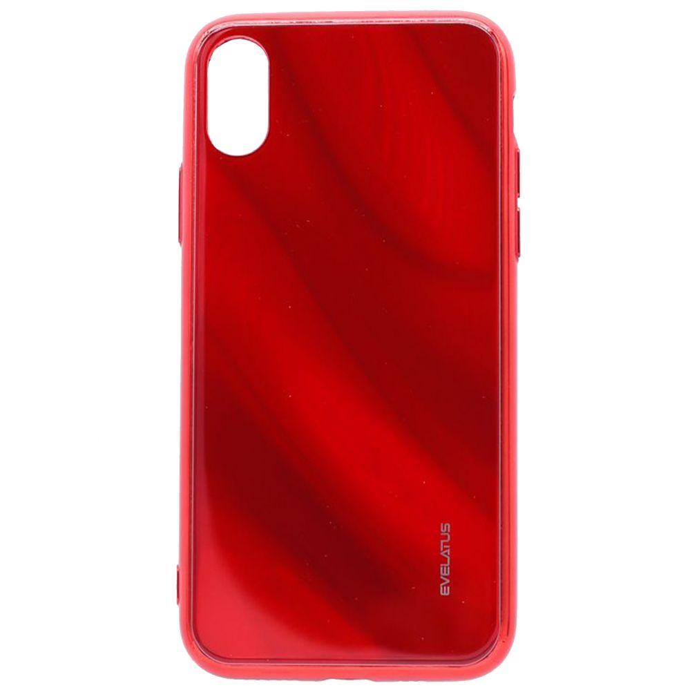 Evelatus Apple iPhone X/XS Vanduo Ripple Full Color Electroplating Tempered Glass Case Raudona