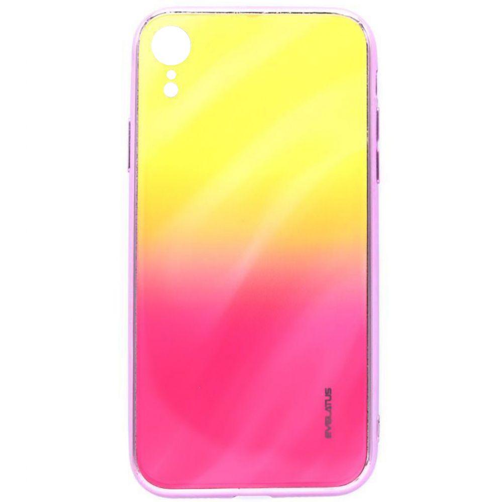 Evelatus Apple iPhone XR Vanduo Ripple Gradient Color Anti-Explosion Tempered Glass Case Gradient Geltona-Rožinė