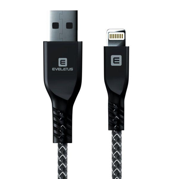 Kabelis USB Evelatus USB-A - Lightning 1 m Juodas