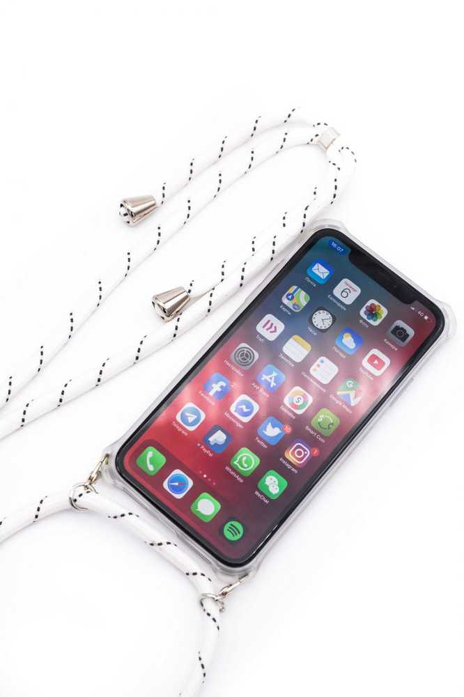 Dėklas Evelatus Samsung A10s Case with rope Baltas Stripes Transparent