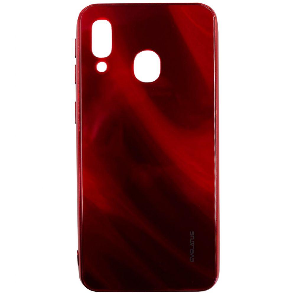 Evelatus Samsung Galaxy A40 Vanduo Ripple Full Color Electroplating Tempered Glass Case Raudona