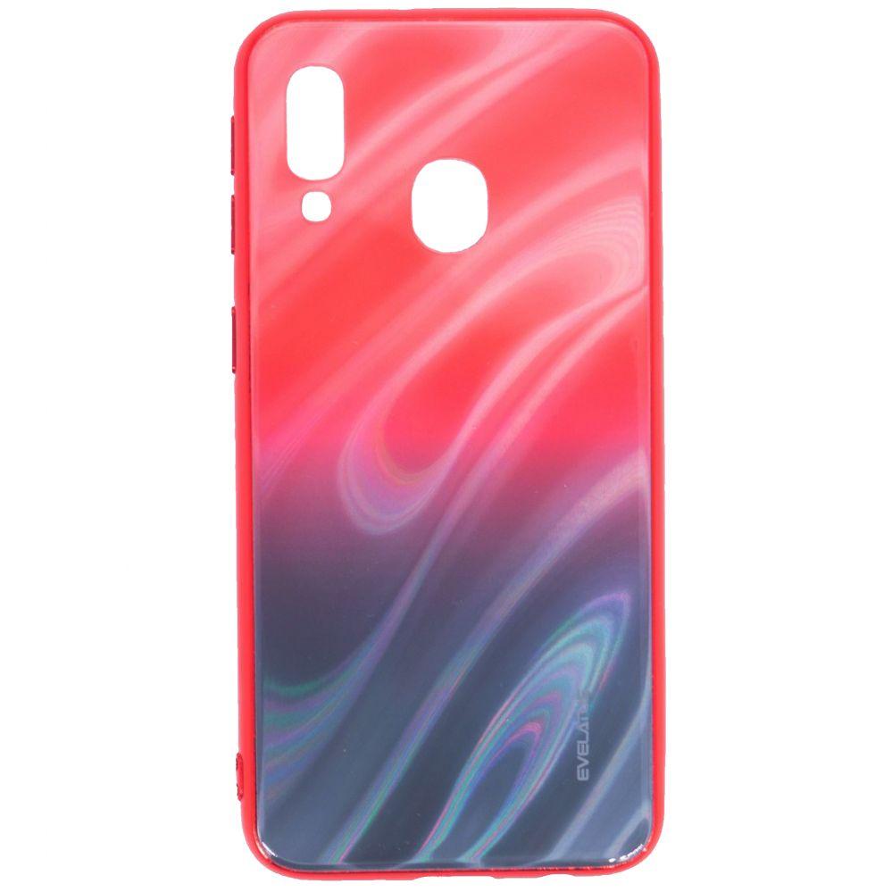 Evelatus Samsung Galaxy A40 Vanduo Ripple Gradient Color Anti-Explosion Tempered Glass Case Gradient Raudona-Juodas